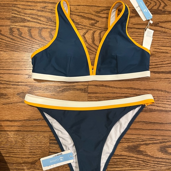 Cupshe Swim Cupshe Navy Blue Bikini Set Poshmark